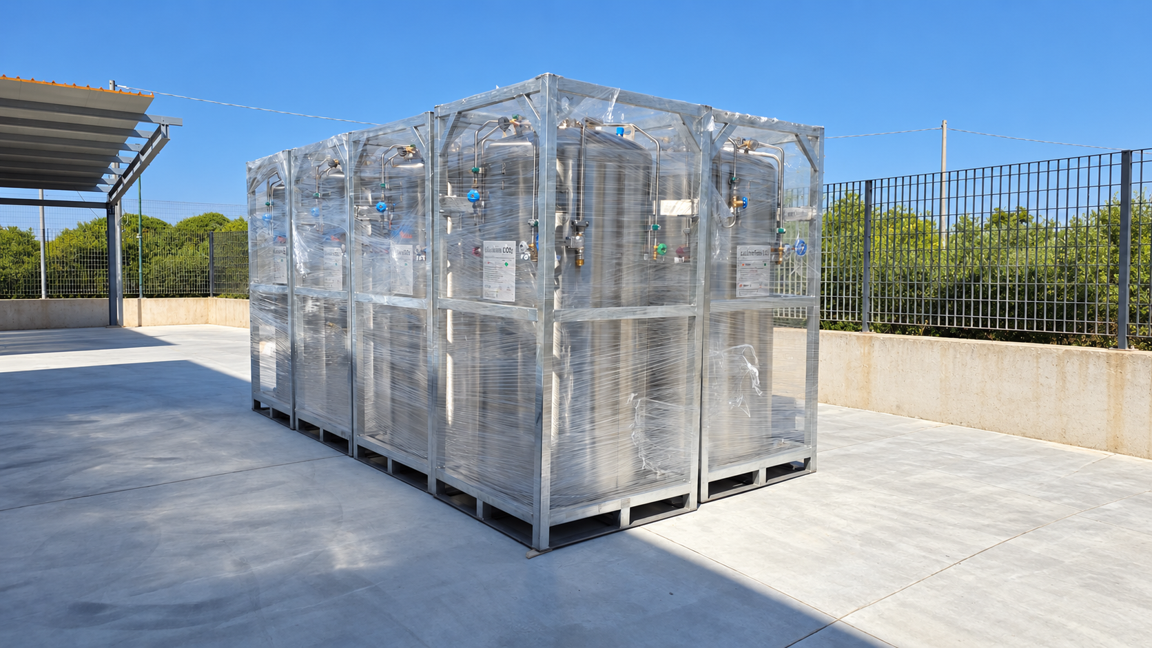 Primo stock di serbatoi criogenici Gastec Food nel piazzale aziendale